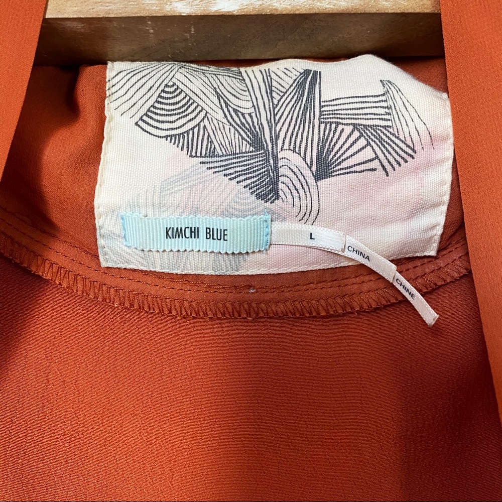 UO Kimchi Blue 3/4 Sleeve Orange Kimono w/ Pockets - Picture 5 of 6